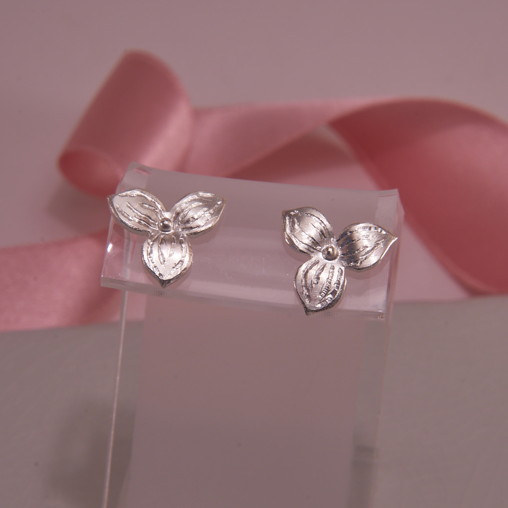 Ohrringe Ohrstecker 925 Sterling Silber Blume mit Kristall in