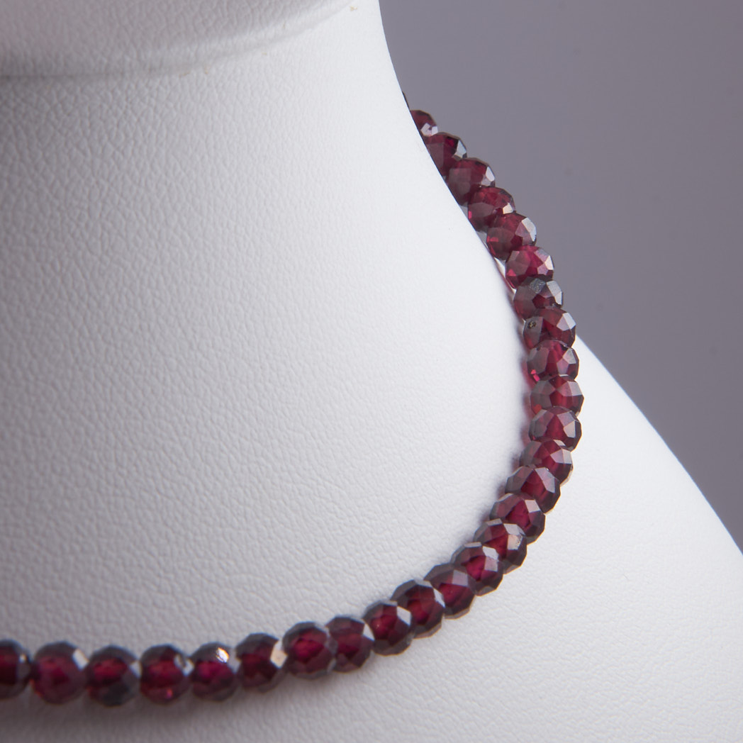 Granat Kette weinrot 4mm | Diamond Polish | 925 Silber vergoldet