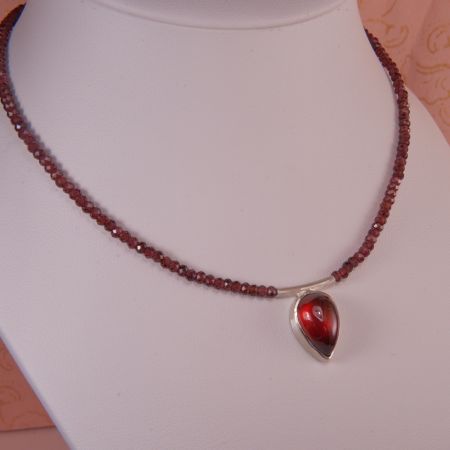 Granat Kette Mit Granat Tropfen Anhänger